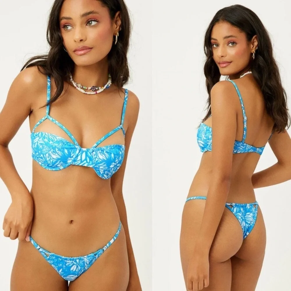 New! Frankie’s Bikinis Ivy Floral String cheeky thong Bikini Bottom 24240
